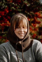 Mimimi - Balaclava kominiarka damska z wełny merino - espresso