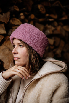 Mimimi - opaska na głowę z wełny merino - dusty pink