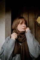 Mimimi - Szalik gładki z wełny merino -espresso