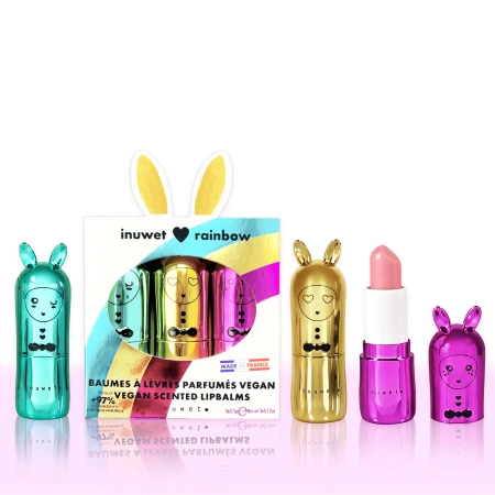 Zestaw prezentowy trzech balsamów do ust dla dzieci Rainbow
